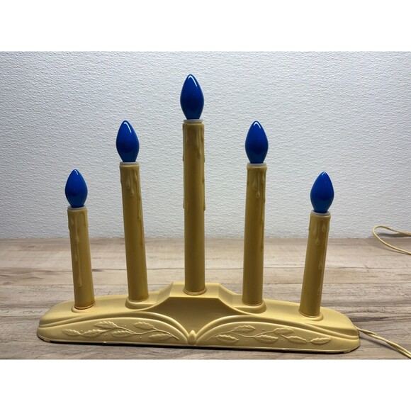 Vtg Decorative Christmas 5 Light Window Candelabra Set Of 2 With Timer - Picture 6 of 15